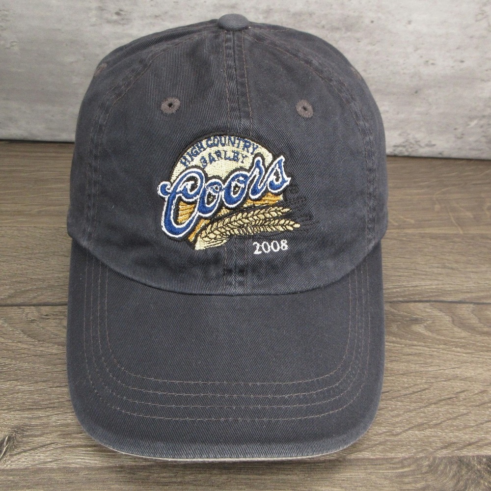 Coors Beer Hat Cap Strap Back Mens One Size Black Cotton 2008 Party Y2k Western